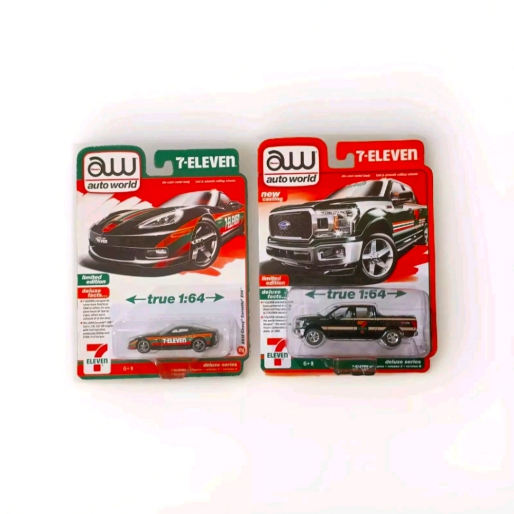 2024 Auto world 7 eleven limited edition Car Lot Ford Lariats  & Corvette Z06!!